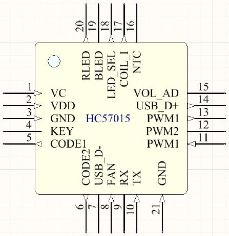 HC57015 15w無(wú)線快充芯片管腳分配