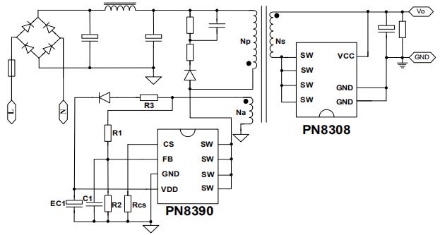 12v2a電源適配器方案典型應(yīng)用圖