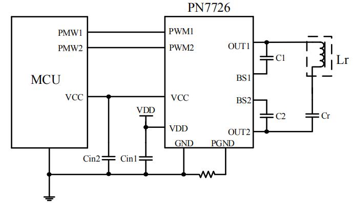 PN7726無(wú)線充電發(fā)射端功率芯片電路圖